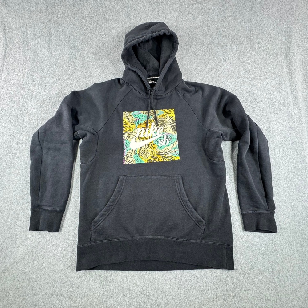 Nike SB Hoodie Mens S Black Skater Animal Graphic Print Pullover